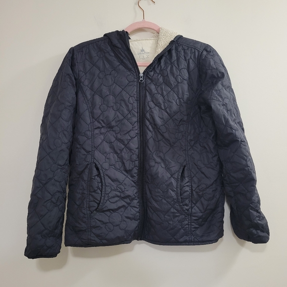 Disney parks mickey quilted puffer jacket lightweight S black - Picture 1 of 5